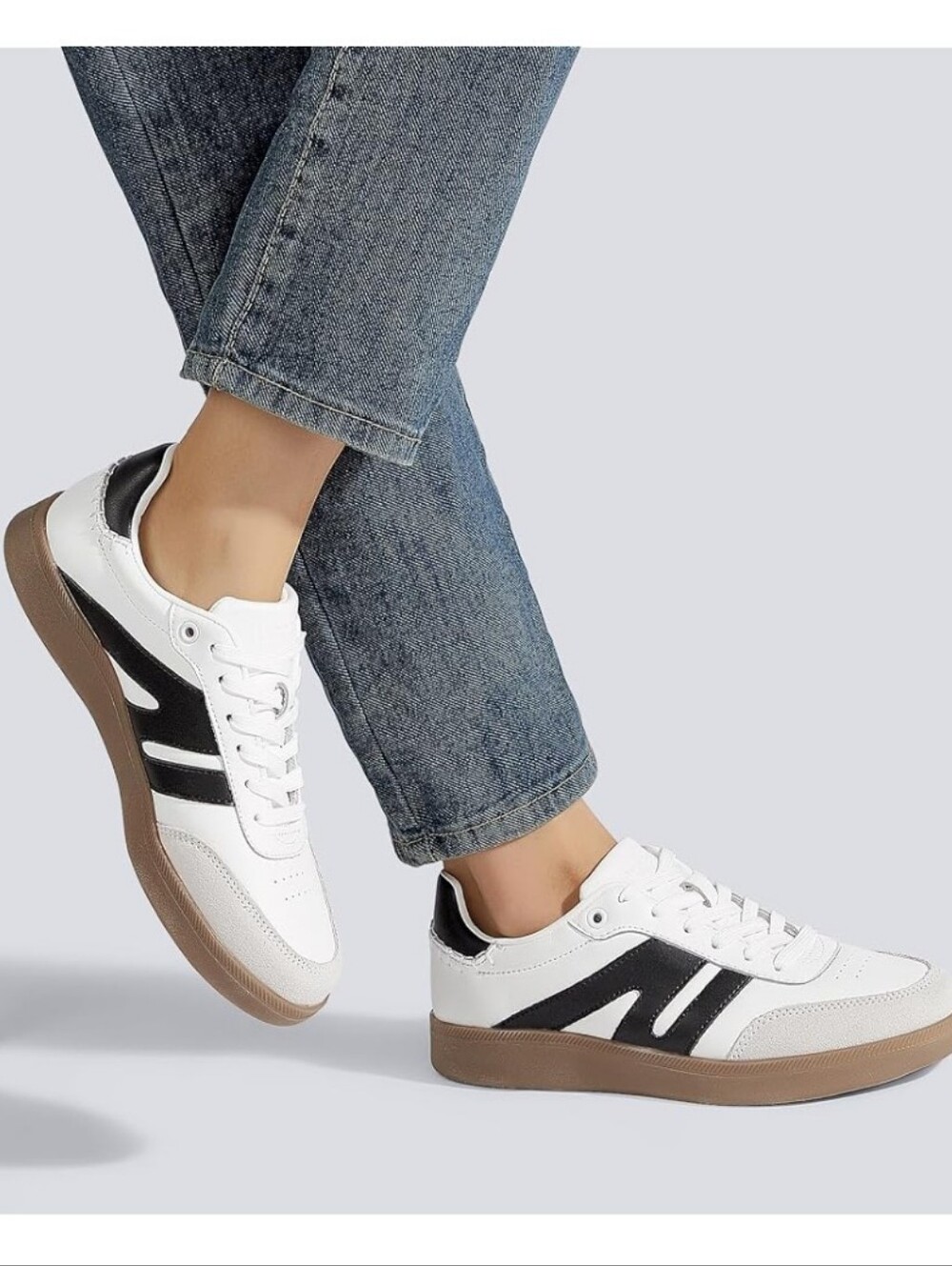 Lucky Step Size 8: Classic White & Black Women's Sneakers